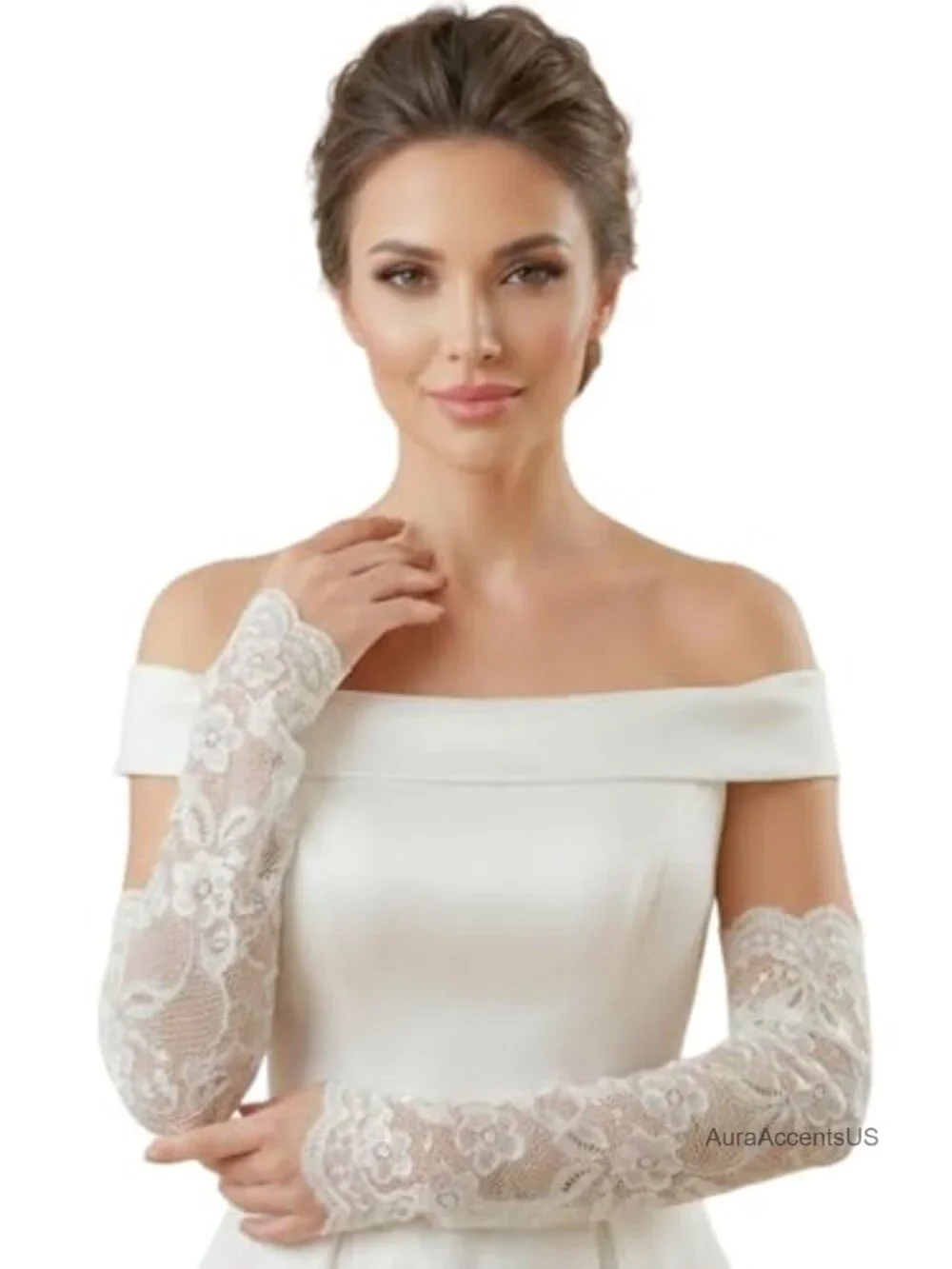 Vintage Lace Fingerless Gloves Elbow Length Floral Arm Sleeves Wedding Accessory